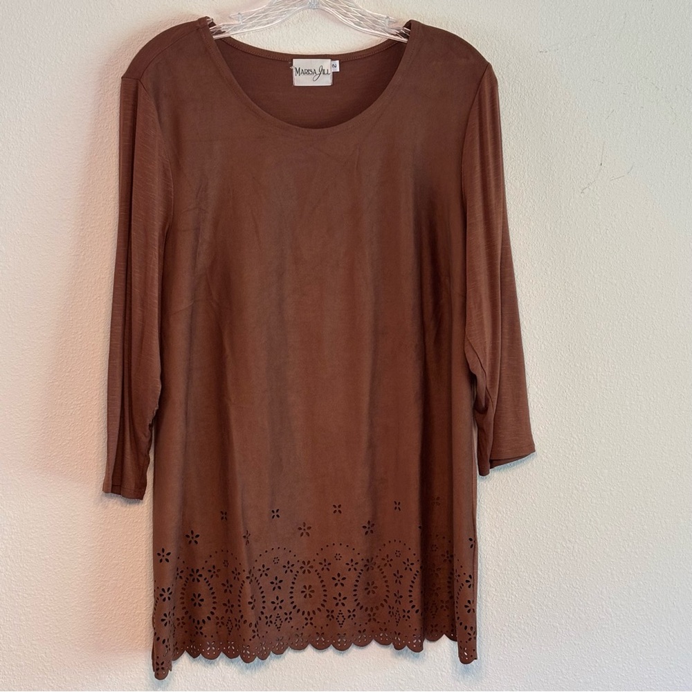 Marisa Jill Women's  Chocolate Brown Tunic with Cutout Hem SZ 2